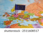 European Union flag on Europe map. High quality photo