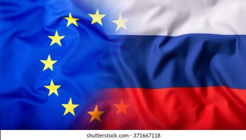  European Union And Russia Flag.
