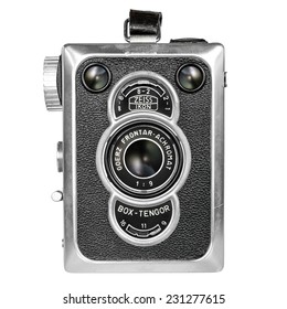 EUROPE,OCTOBER,13: Germany,circa 1948:Antique Zeiss Ikon Box-Tengor camera of Zeiss Ikon Company (1926-1956 series) of medium format film box cameras, circa 1948.Europe on October 13,2014