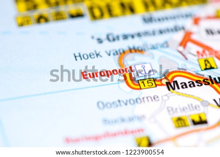 Europoort. Netherlands on a map