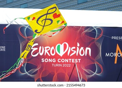 Eurovision Song Contest 2022 Logo Outside The Arena, Venue Of The Finals.  Turin, Italy - May 2022