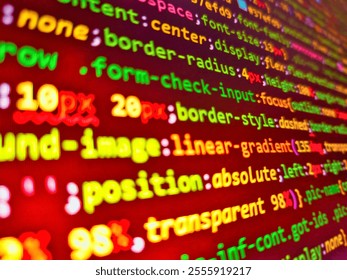 Eurpean countries. Abstract background of digital binary code of software. Stock market display board showing fluctuating numbers in red during a trading session in an urban financial district.