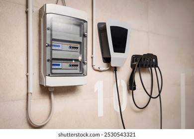 EV Charging Station with EV Electric Panel Meter Electrical Counter for Each User. Private Car Charging Point. Enectric Meter for ev Charger Metering.	 - Powered by Shutterstock - Get 15% off with code: PIKWIZARD15