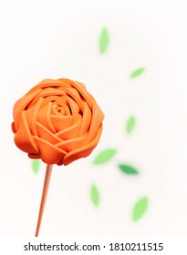 Eva Rubber Flower. Orange Rose. Braided Foam.