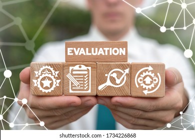 Evaluation Assessment Analysis Performance Improvement Results Feedback Business Concept. Concept of correcting, evaluating, surveying.