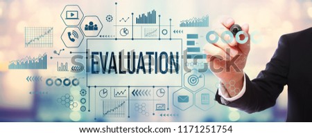 Evaluation with businessman on blurred abstract background