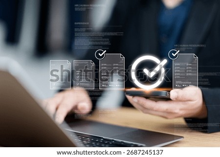 Evaluation document and chart integrate with assessment system for business management, enhancing plan assurance, process review, and performance consulting workflow