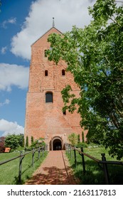 Evangelical Church In Germany. Church With Red Brick