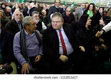 Evangelos Venizelos Leader Of The Greek Socialist Party, PASOK, Arrives To Give A Speech In  Pre-election Meeting  In Thessaloniki, Greece On Jan. 18, 2015