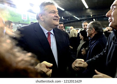 Evangelos Venizelos Leader Of The Greek Socialist Party, PASOK, Arrives To Give A Speech In  Pre-election Meeting  In Thessaloniki, Greece On Jan. 18, 2015