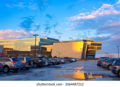 EVANSTON, ILLINOIS, USA - MARCH, 2018: Patrick G And Shirley W. Ryan Center Of The Musical Arts Building, Shot On The Sunset