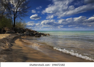 Evanston Lighthouse Beach. Location: Evanston, Illinois