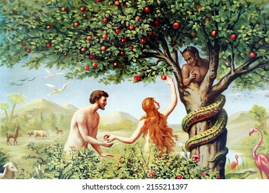 Eve Giving Adam Forbidden Fruit 04302018 Stock Photo 2155211397 ...