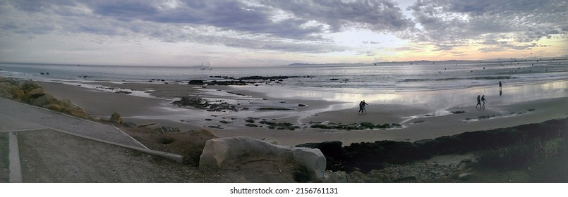 evening beach panorama in California