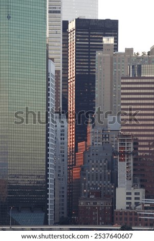 Evening city scape with the light bouncing off buildings