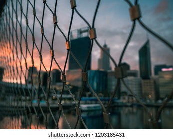 Evening City Scape, Sunset Skyline, Perth Australia