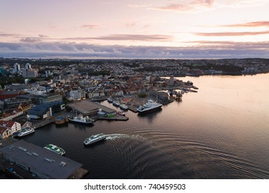 Evening Cityscape Of Stavanger, Aerial View