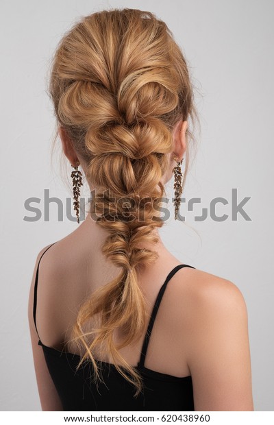 Evening Hairstyle Highly Collected Hair Braid Stock Photo Edit