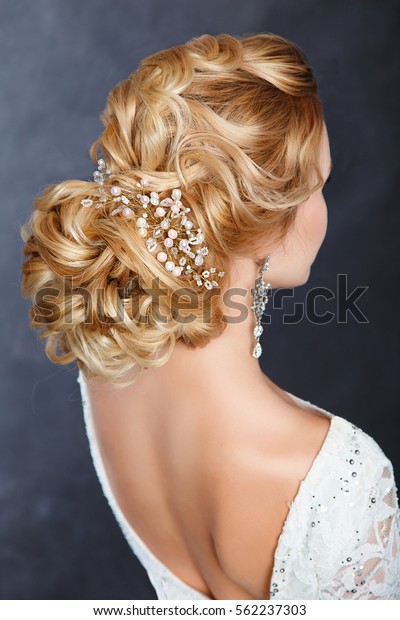 Evening Hairstyle On Blond Long Hair Stock Photo Edit Now 562237303