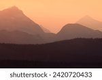 Evening hazy mountains in montana