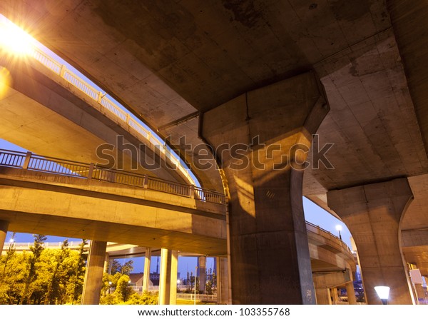 In the evening, Highway\
Viaduct