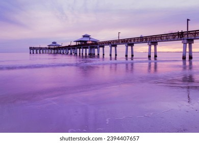 Evening light on the fishing pier in Fort Myers Beach, Gulf of Mexico Coast, Florida. - Powered by Shutterstock