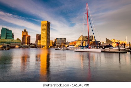Evening light on the Inner Harbor, Baltimore, Maryland