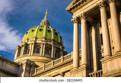 Evening light on the Pennsylvania State Capitol in Harrisburg, Pennsylvania.
