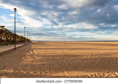 Evening light on a sandy beach in Valencia, Spain. - Shutterstock ID 1773939290