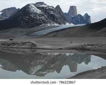 Evening Mount Asgard And Reflecting On The Glacier Water