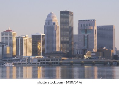 Evening On Ohio River And Louisville Skyline, KY