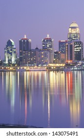 Evening On Ohio River And Louisville Skyline, KY