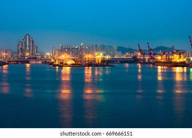 Evening In Port Of Incheon, Korea