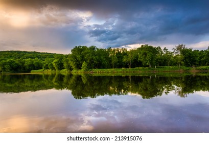 Evening reflections in the Delaware River, at Delaware Water Gap National Recreational Area, New Jersey.