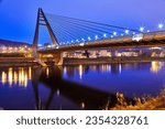 Evening road bridge in Ústí nad Labem on the Elbe River