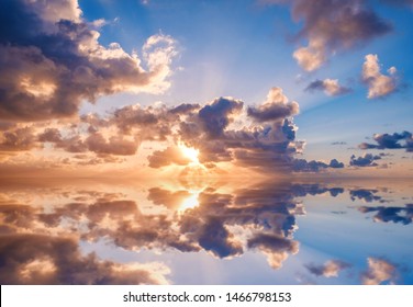 evening sky,  sunset sky and clouds over ocean water  - Shutterstock ID 1466798153