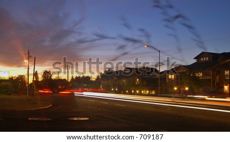 Evening in the suburbs, long exposure
