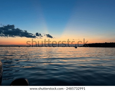 Evening sunset above a Wisconsin Lake.