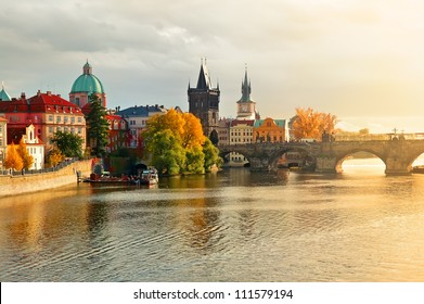 evening sunset in the old town of Prague