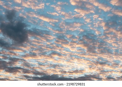 Evening Sunset Sky With Many Clouds