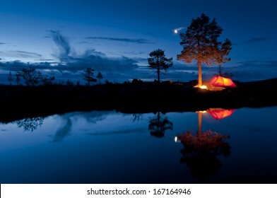 Evening, Tent, Lake, Gaellivare, Lapland, Sweden, Adventure Vacation