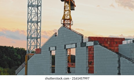 Evening Time Lapse Residential Building Empty Construction Site