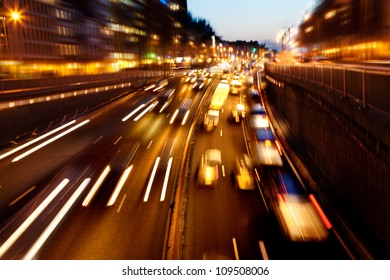 Evening Traffic. The City Lights. Motion Blur.