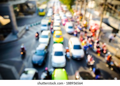 Evening traffic. The city lights. Motion blur. Abstract background , bangkok ,Thailand