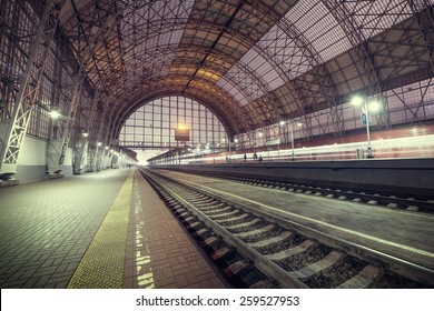 Evening view of the city railway station. - Powered by Shutterstock