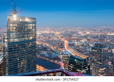 Evening View Of The City, Skyscraper Construction