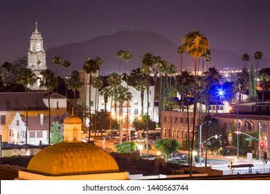 Evening View Of Downtown Riverside, California, Skyline.