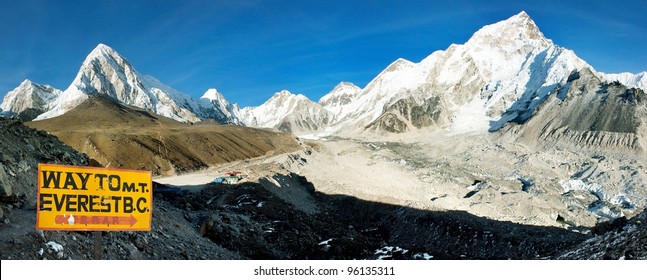 evening view of Everest and Nuptse from Kala Patthar