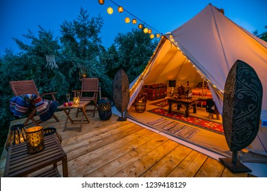 evening view with indian glamping tent 5