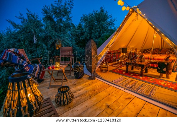 Evening View Indian Glamping Tent 2 Stock Photo Edit Now 1239418120